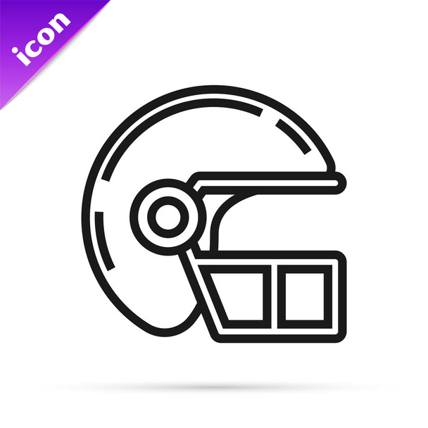 Černá linka americká fotbalová helma ikona izolované na bílém pozadí. Vektorová ilustrace - Vektor, obrázek
