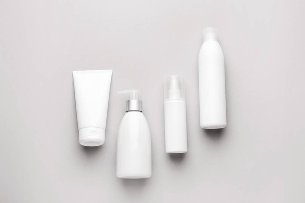 Set of cosmetic products on light background - Foto, afbeelding