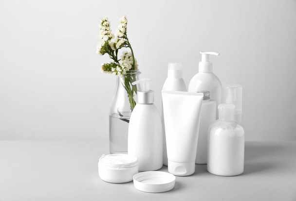 Set of cosmetic products on light background - Fotografie, Obrázek