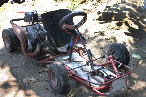 Old kart, small sports car. This kart was used to train young athletes - Photo, Image