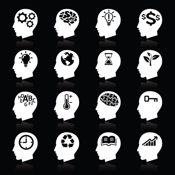 Thinking Heads Icons. - Vektör, Görsel