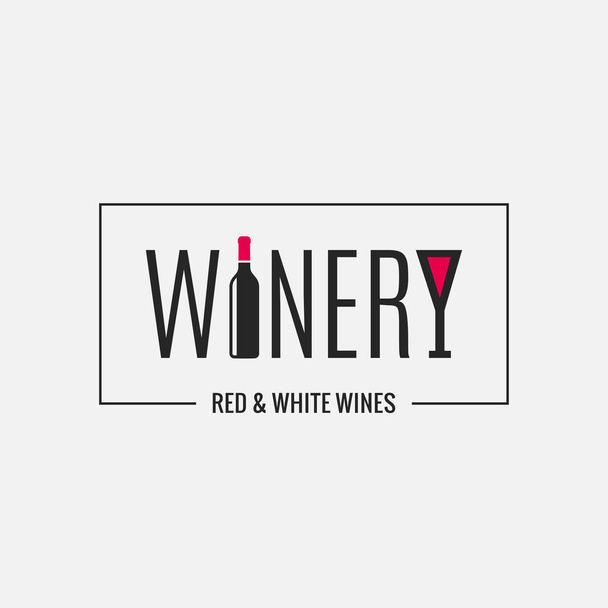Wine bottle with wine glass logo. Winery design - Вектор, зображення