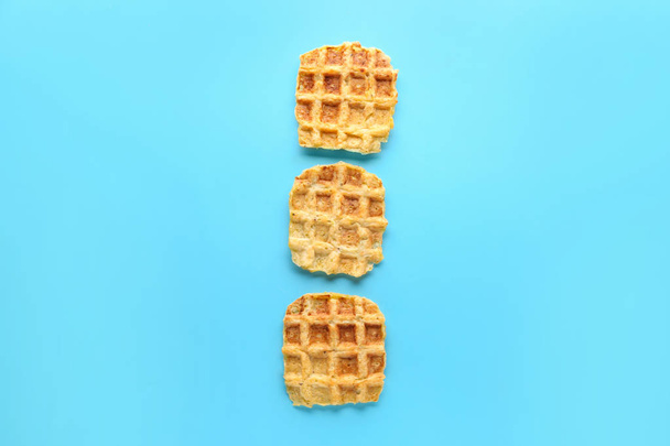 Tasty waffles on color background - Zdjęcie, obraz