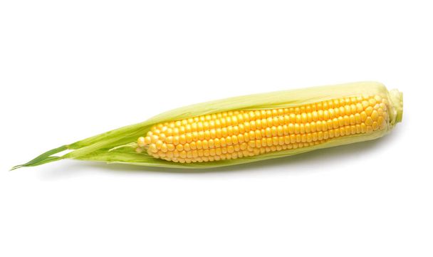 Fresh corn cob on white background - Foto, afbeelding