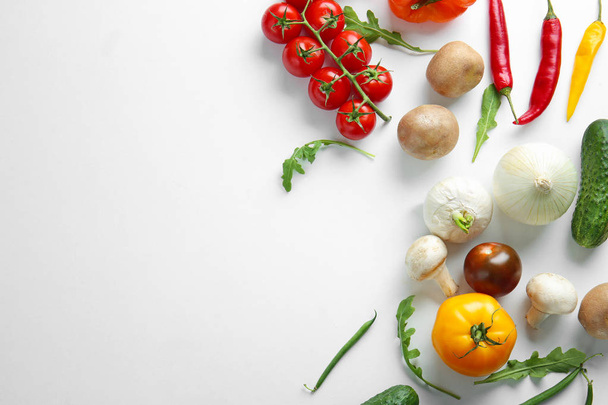 Different fresh vegetables on white background - Φωτογραφία, εικόνα