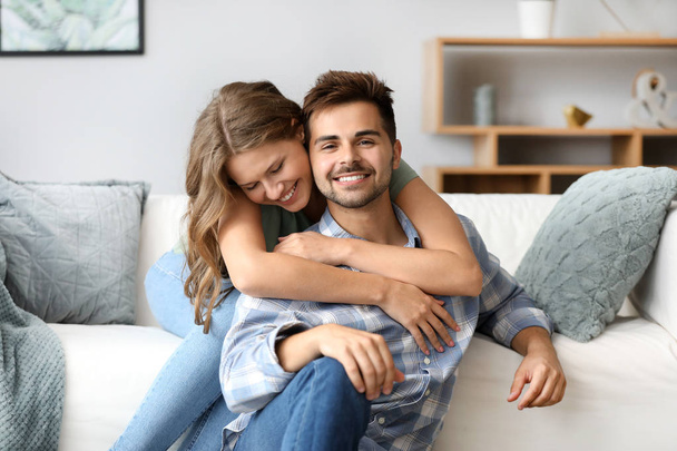Portrait of happy loving couple at home - Photo, Image