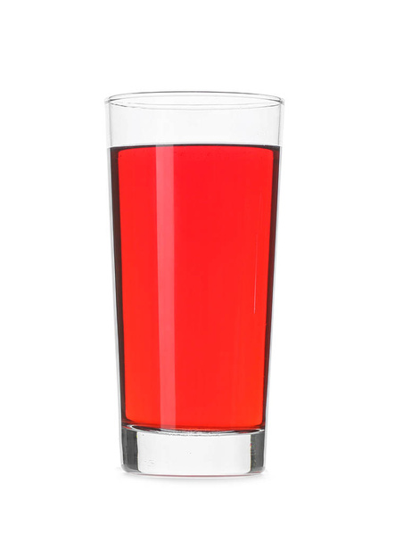 Glass of tasty pomegranate juice on white background - Fotó, kép