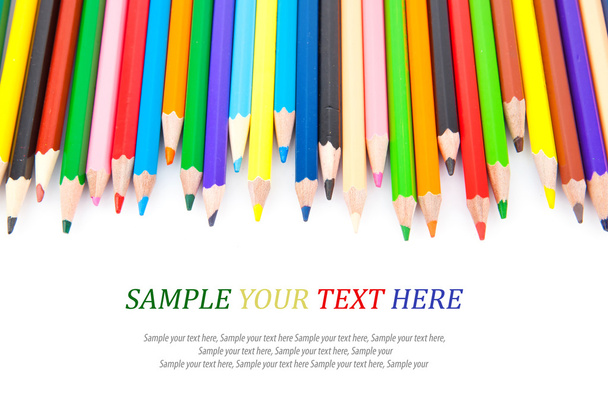 Colored sharp pencils & text - Foto, afbeelding