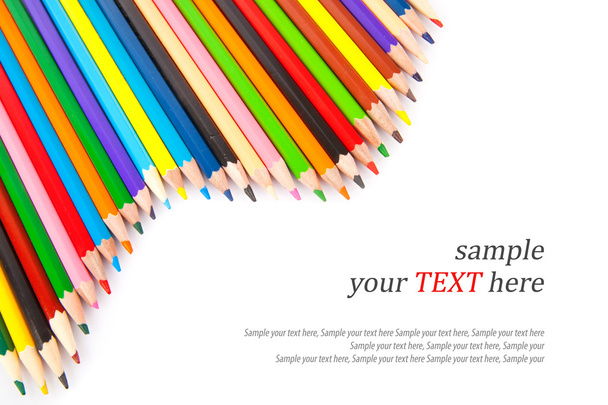 Collection of colored pencils & text - Фото, изображение