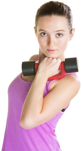 Young Woman with Dumbbell - Fotoğraf, Görsel