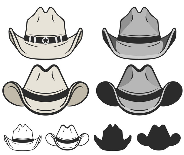 Cowboy hat flat color and line. Old cowboy hat. Vector - Vektör, Görsel