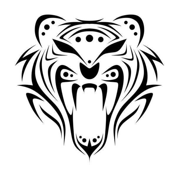 Tribal animal head tattoos from roaring tigers - Vector, Image