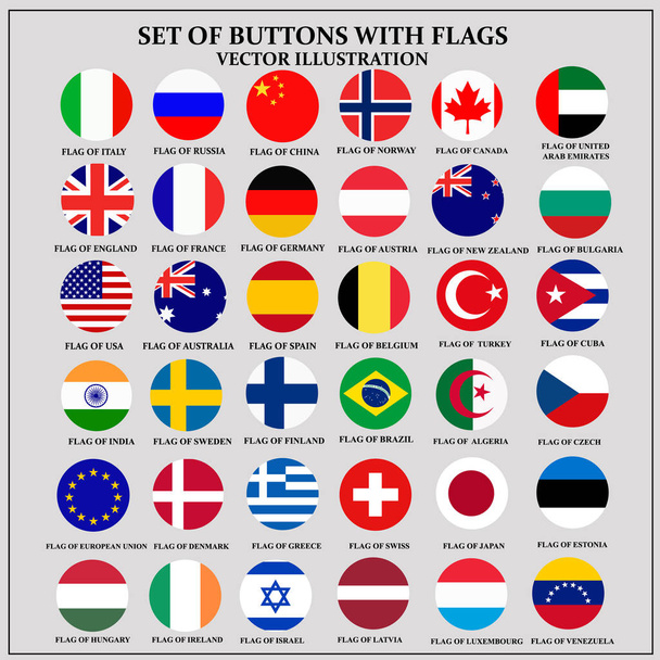 Πολύχρωμη απεικόνιση με σημαίες του κόσμου για σχεδιασμό Ιστού. - Διάνυσμα, εικόνα