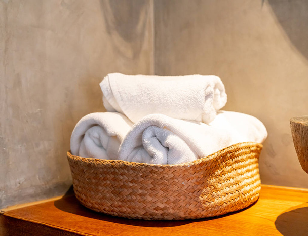 white towel in basket  - Fotó, kép