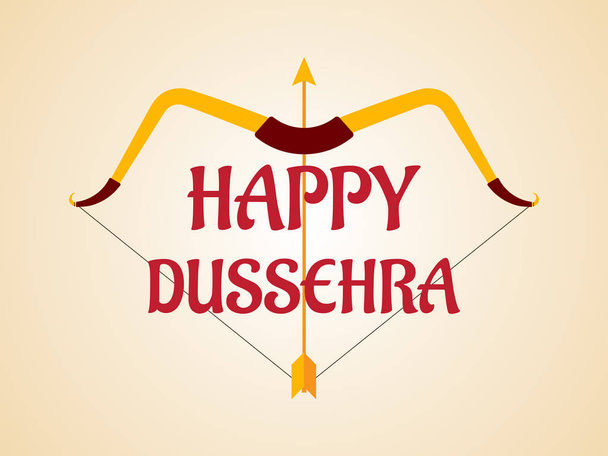 Happy Dussehra Φεστιβάλ της Ινδίας διακόσμηση με τόξο και βέλος φόντο  - Διάνυσμα, εικόνα