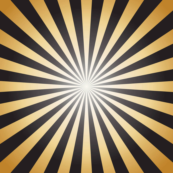 Abstract zonnestralen gouden stralen op donkere achtergrond-vector illustratie - Vector, afbeelding