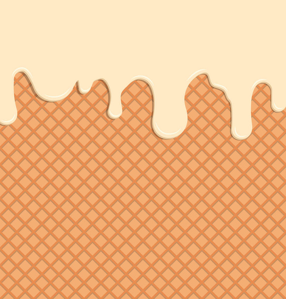 Vloeiende melk crème op wafer achtergrond-vector illustratie - Vector, afbeelding
