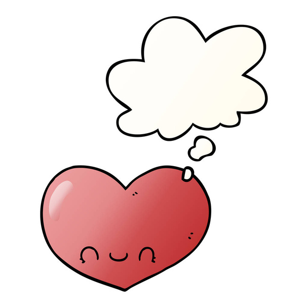 κινούμενα σχέδια αγάπη καρδιά χαρακτήρα και φούσκα σκέψης σε λείο gradie - Διάνυσμα, εικόνα