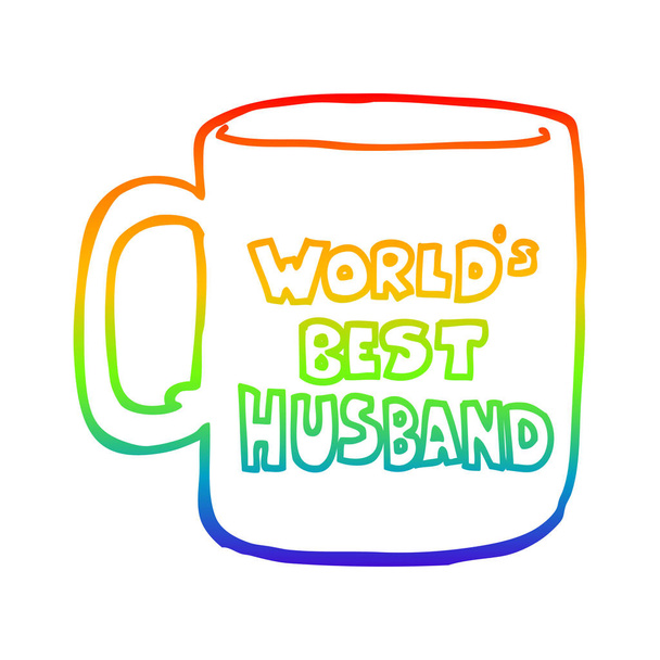 虹のグラデーションライン描画世界最高の夫のマグカップ - ベクター画像