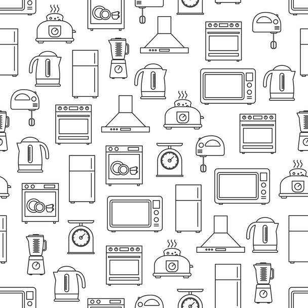 Vector seamless pattern with kitchen appliances. Seamless patter - Vector, Image