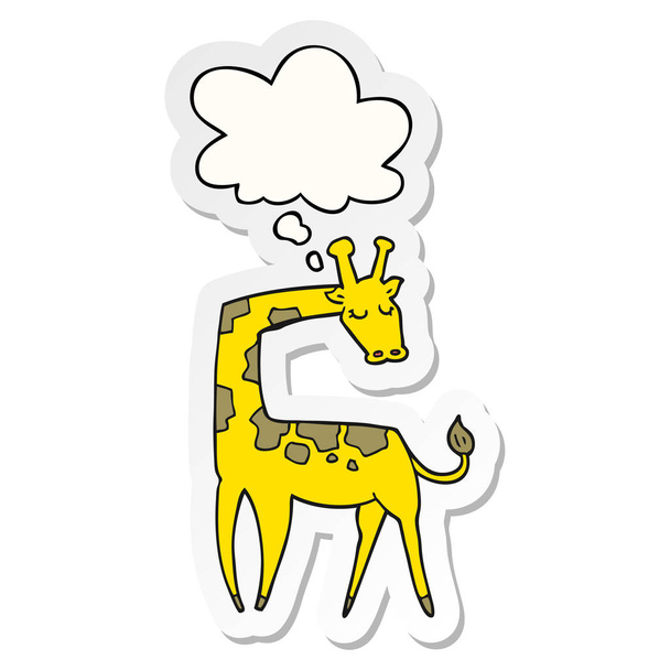 Cartoon-Giraffe und Gedankenblase als Aufkleber - Vektor, Bild