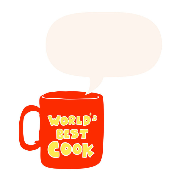 worlds best cook mug and speech bubble in retro style - Vector, Image