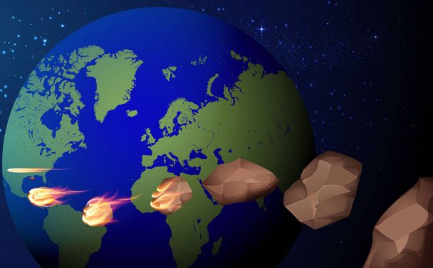 La météorite frappe le monde
. - Vecteur, image