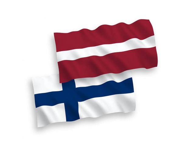 Vlag van Letland en Finland op een witte achtergrond - Vector, afbeelding