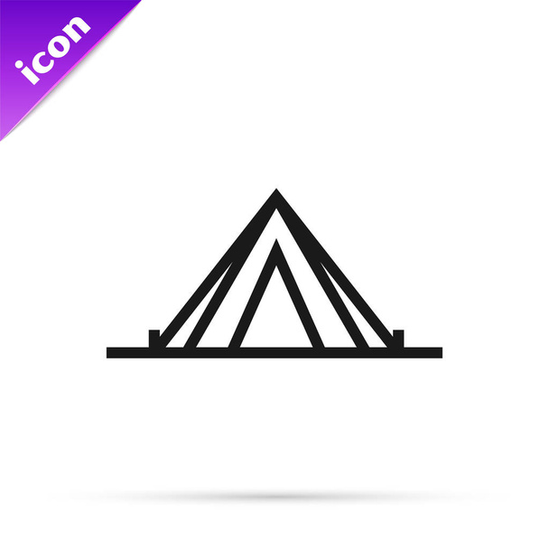 Schwarze Linie Touristenzelt Symbol isoliert auf weißem Hintergrund. Camping-Symbol. Vektorillustration - Vektor, Bild