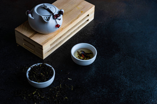 Tea concept on stone background - Foto, afbeelding