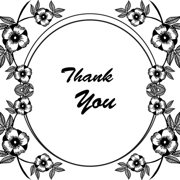 Decoration pattern frame, with lettering of thank you, with beautiful flower frame designs. Vector - Vettoriali, immagini