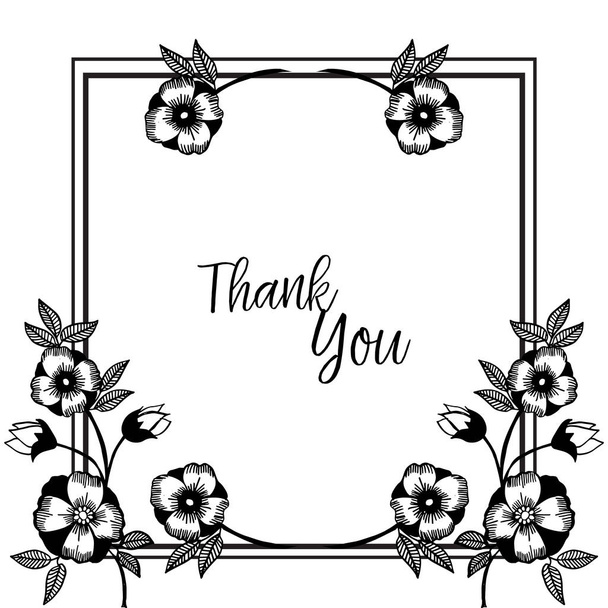 Ευχετήρια κάρτες σας ευχαριστώ, μοναδικά σχήματα από διάφορα καρέ, με χαριτωμένα λουλούδια. Διάνυσμα - Διάνυσμα, εικόνα