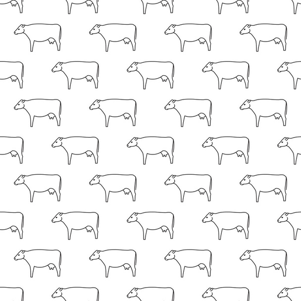Vector seamless pattern with linear cows. Seamless pattern. - Vecteur, image
