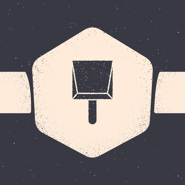 Icono Grunge Dustpan aislado sobre fondo gris. Servicios de limpieza de palas. Dibujo vintage monocromo. Ilustración vectorial
 - Vector, imagen