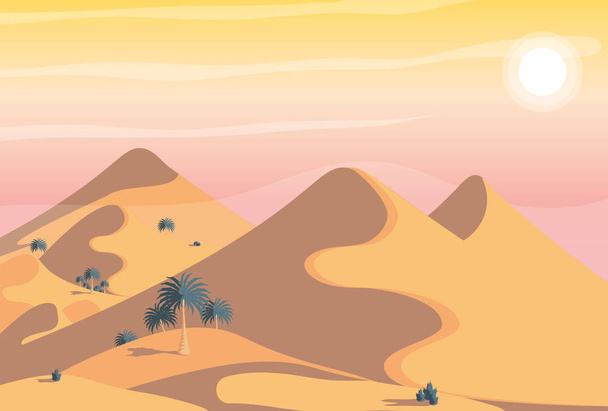 砂漠の風景シーン自然アイコン - ベクター画像