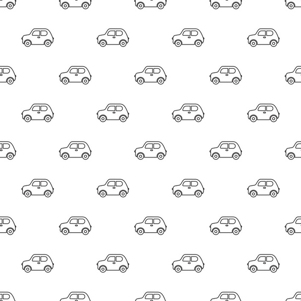 Vector seamless pattern with outline cartoon cars.  - Vector, Image