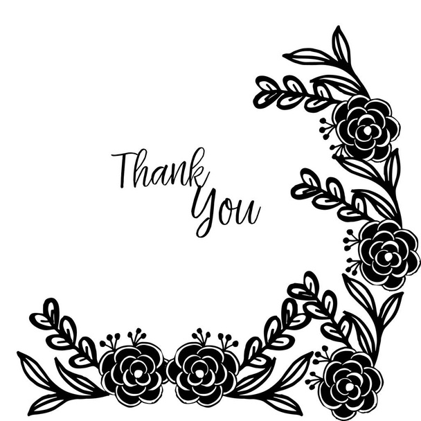 Shape of card thank you, elegant flower frame, isolated on a white backdrop. Vector - Vector, Image