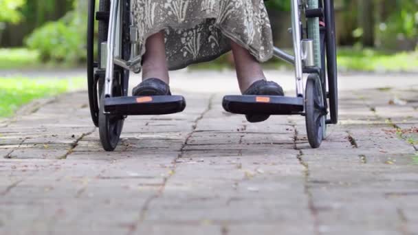 Filha cuidar mãe idosa em cadeira de rodas em casa
 - Filmagem, Vídeo