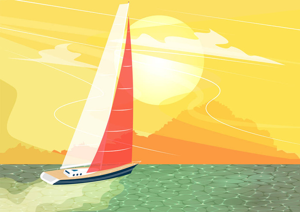 Zeilschip banner in cartoon stijl - Vector, afbeelding