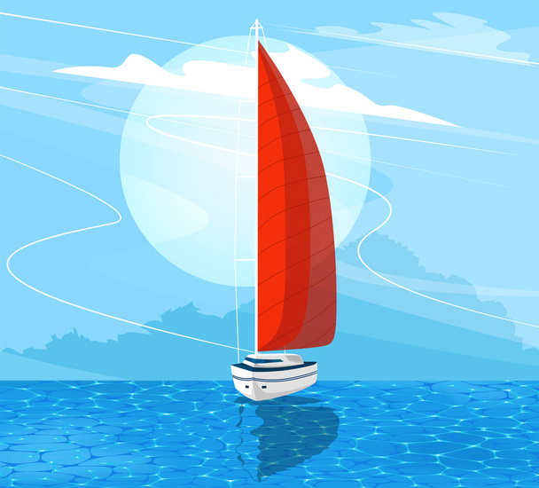 Sailing ship banner in cartoon style - Vector, Image