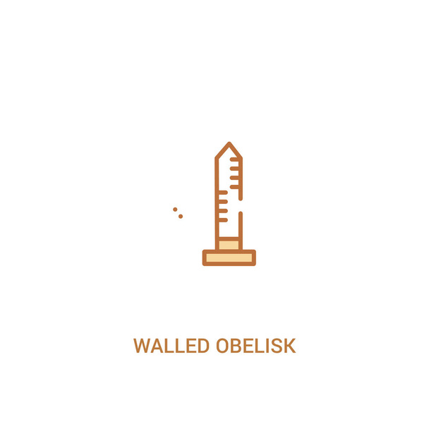 fallal körülvett obeliszk koncepció 2 színes ikon. egyszerű vonal elem illus - Vektor, kép