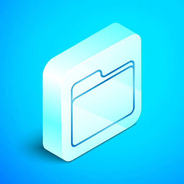 Linia izometryczna ikona folderu dokumentu izolowana na niebieskim tle. Symbol spinacza księgowego. Zarządzanie Księgowość. Srebrny kwadrat przycisk. Ilustracja wektorowa - Wektor, obraz