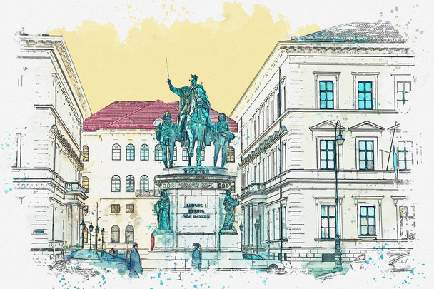 Pomnik króla Ludwiga. Monachium - Zdjęcie, obraz