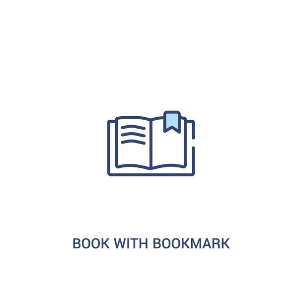 Buch mit Lesezeichen Konzept 2 farbiges Symbol. einfaches Linienelement i - Vektor, Bild