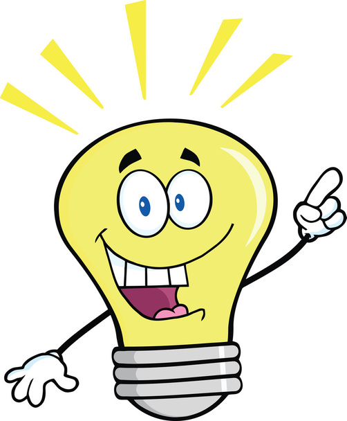 Легка лампочка мультяшний персонаж з яскравою ідеєю
 - Фото, зображення
