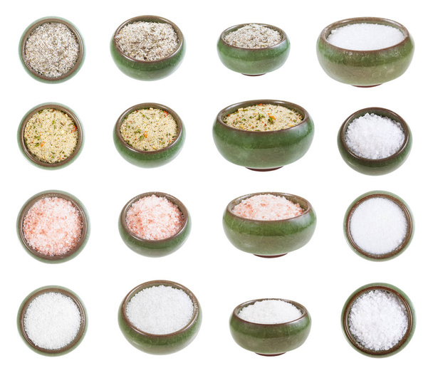 Sammlung aus dem Keramik-Salzkeller mit Salzen - Foto, Bild