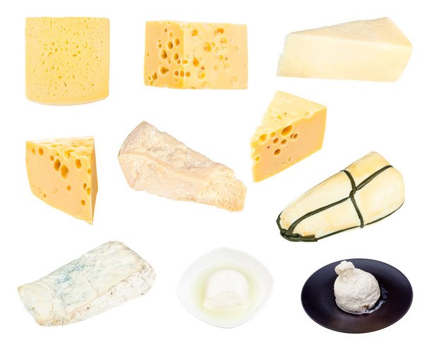 izolált különböző sajtok gyűjteménye - Fotó, kép