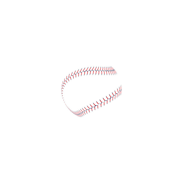 Encaje rojo realista de béisbol o softbol alrededor de la pelota
. - Vector, imagen