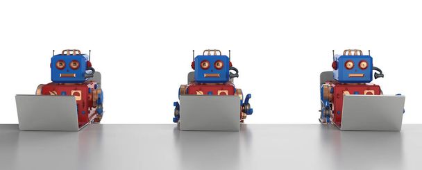 Roboter mit Notebook-Computer - Foto, Bild