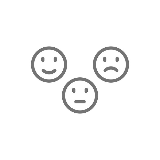 Feedback-Emoticons, positive, neutrale und negative Gesichter. - Vektor, Bild